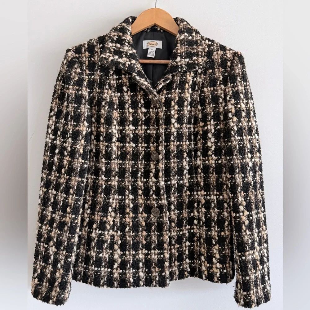 Talbots 10 Tweed Wool Blend Jacket Classic Fisherman Preppy Fall Blazer